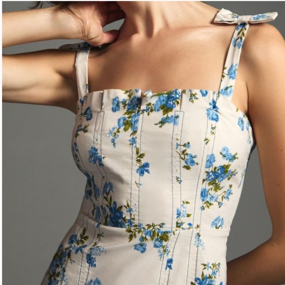 Brand New By Anthropologie Floral Print Shoulder-Tie Dress - Picture 9 of 14